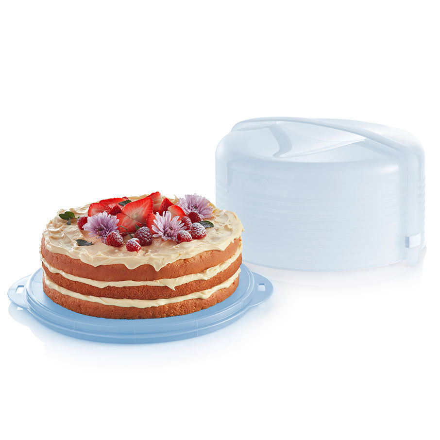 Round Cake Carrier with Locking Lid & Cutting Guides | 11-Inch Storage & Serving Tray