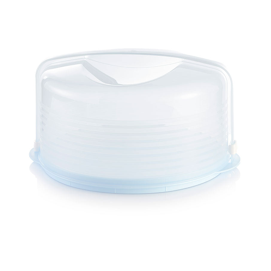 Round Cake Carrier with Locking Lid & Cutting Guides | 11-Inch Storage & Serving Tray