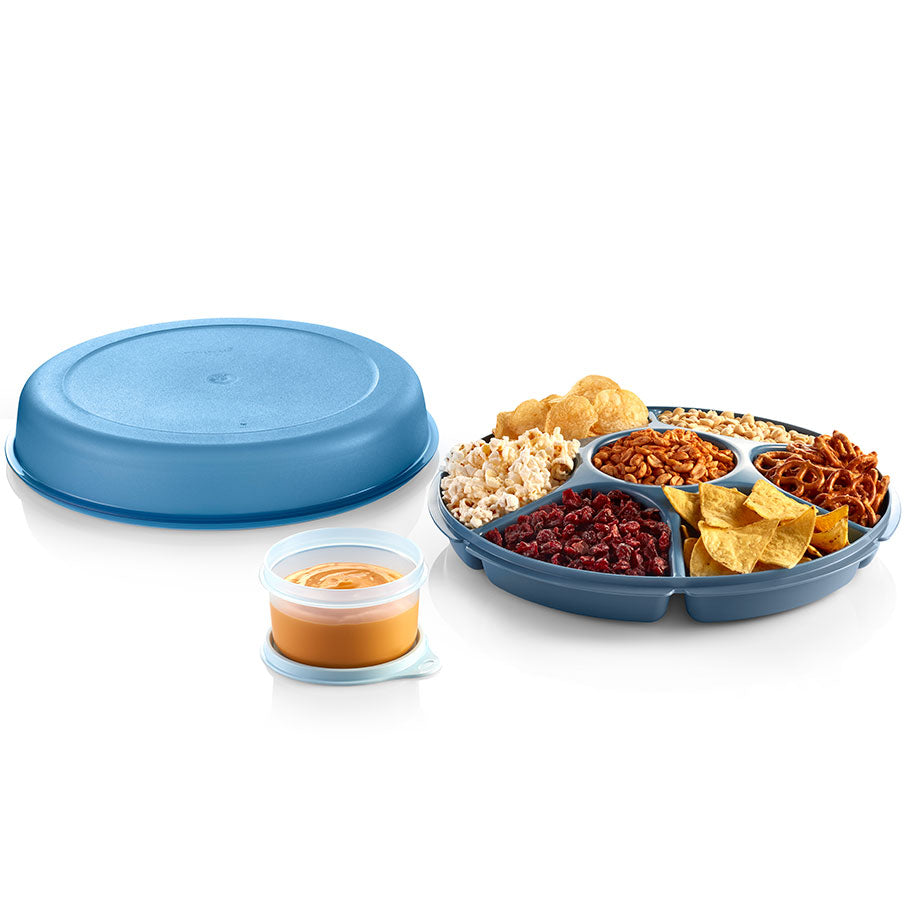 6-Compartment Divided Serving Tray with Dip Bowl & Cover | Serving Center® Set