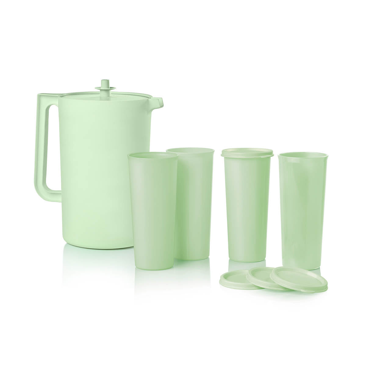 Classic Sheer® Pitcher & Tumbler Set with Leak-Proof Lids | 1 Gal Pitcher & 4 Tumblers