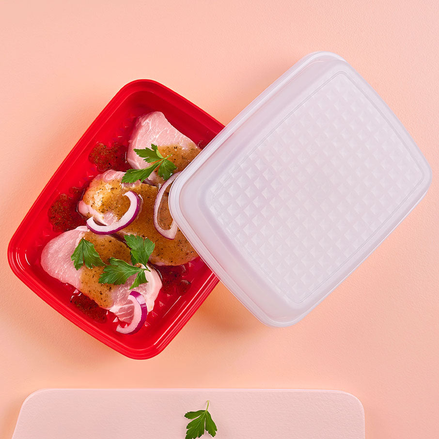 Mess-Free Marinating Container with 3D Grid for Even Seasoning | Jr. Season-Serve®