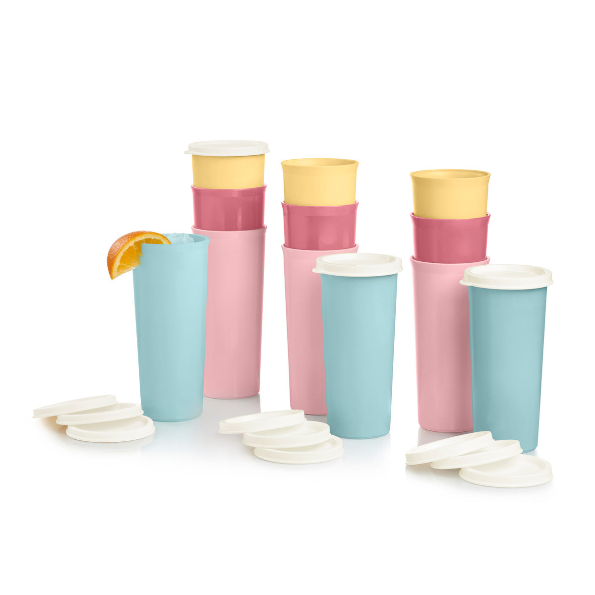 Vintage Tumblers 16oz with Leak-Proof Lids | 12-Piece Set