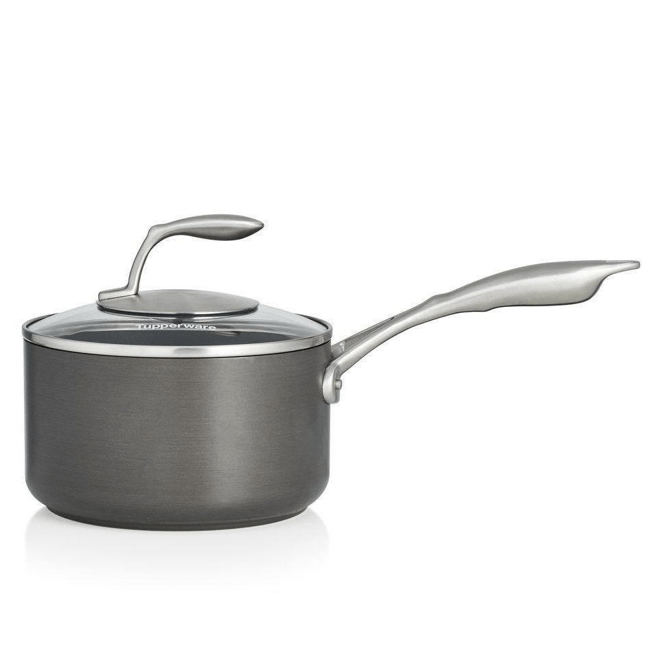 Non-Stick Saucepan with Glass Lid | 2.6 qt Hard-Anodized Aluminum | Chef Series II